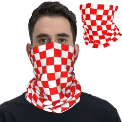 Red And White Checkered Bandana Neck Cover Printed Balaclavas Wrap Scarf Multi-use Headwear Fishing Unisex Adult Winter