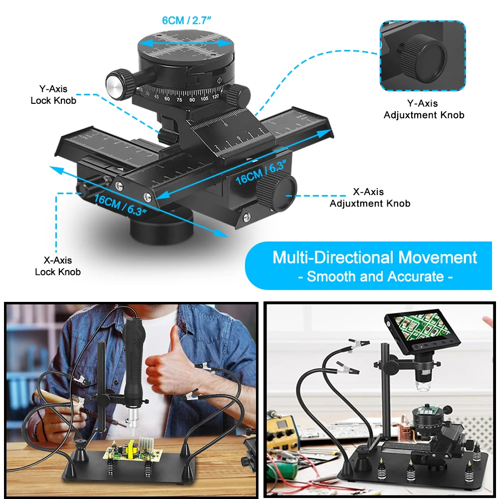 NEWACALOX Universal Adjustable Professional Base Stand Holder Desktop Support Bracket for Digital Microscope Soldering Repair