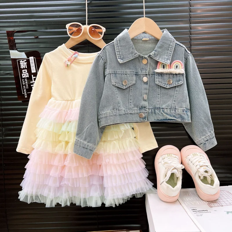 

Girls Autumn Denim Dress Suit2025New Children's Fashion Princess Two-Piece Set for Girls Baby Clothes Autumn