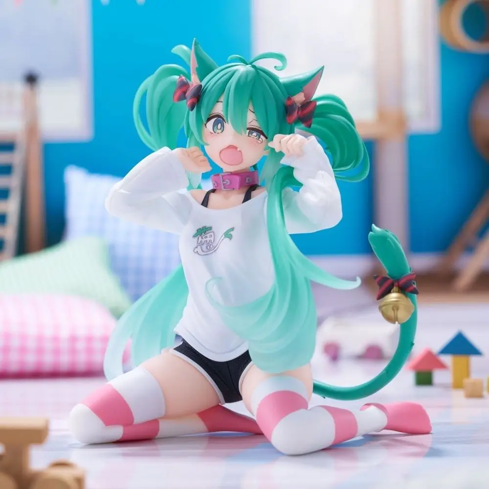 Hatsune Miku Desktop Cute Action Figure 11cm Neko T-Shirt Ver. Anime beeldje Kawaii meisje model speelgoed cadeau