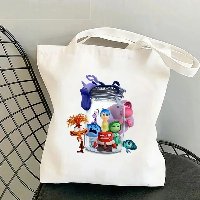 Inside Out 2 Disney New Canvas Bag Cartoon Figure Printed Cute Shoulder Tote Bags Shopping riutilizzabile Storage Handbag Kids Adult