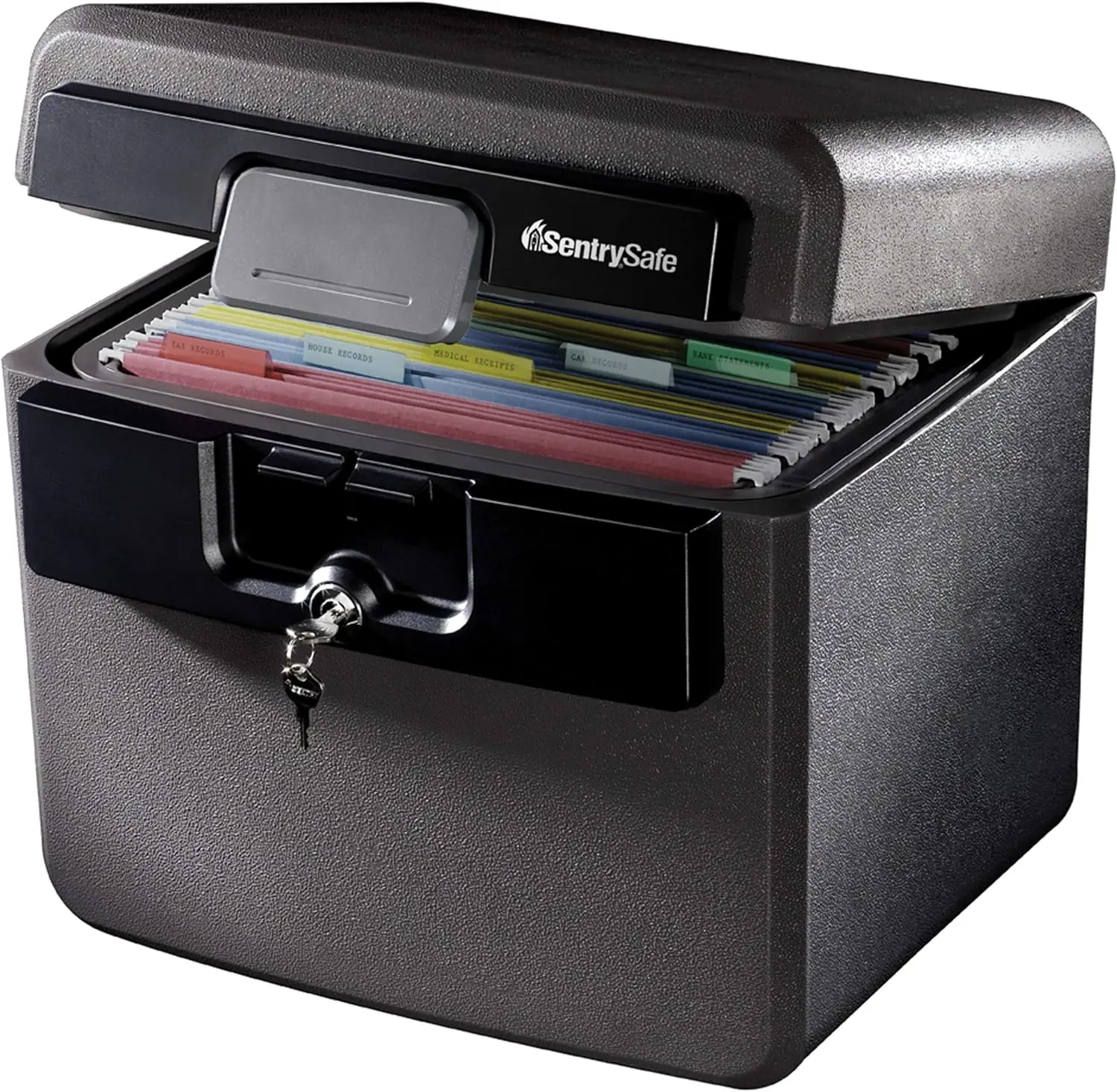 

Fireproof Waterproof Safe Box with Key Lock, Document Organizer for Files and Valuables, 14.3x15.5x13.5 inches