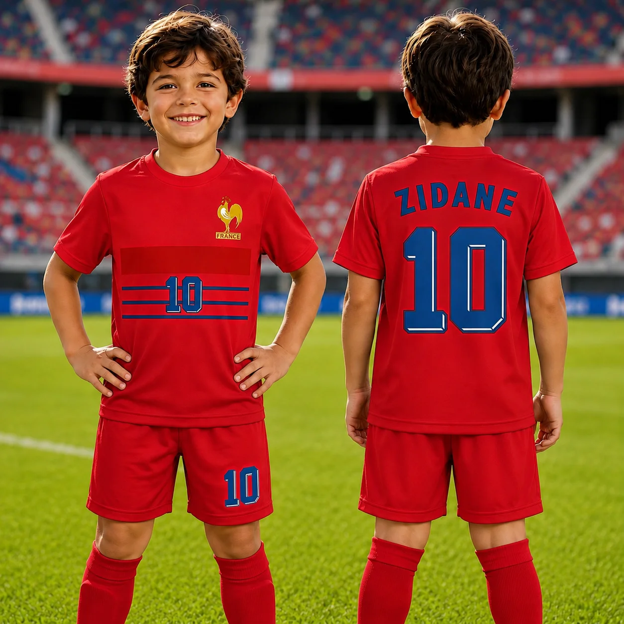 Sommer Frankreich 1998 Zidane 10 Retro-Trikot Lässige Eltern-Kind-Kleidung Lässiger Vintage Atmungsaktiver Zweiteiliger Sportanzug Fan-Geschenk – Detail 8