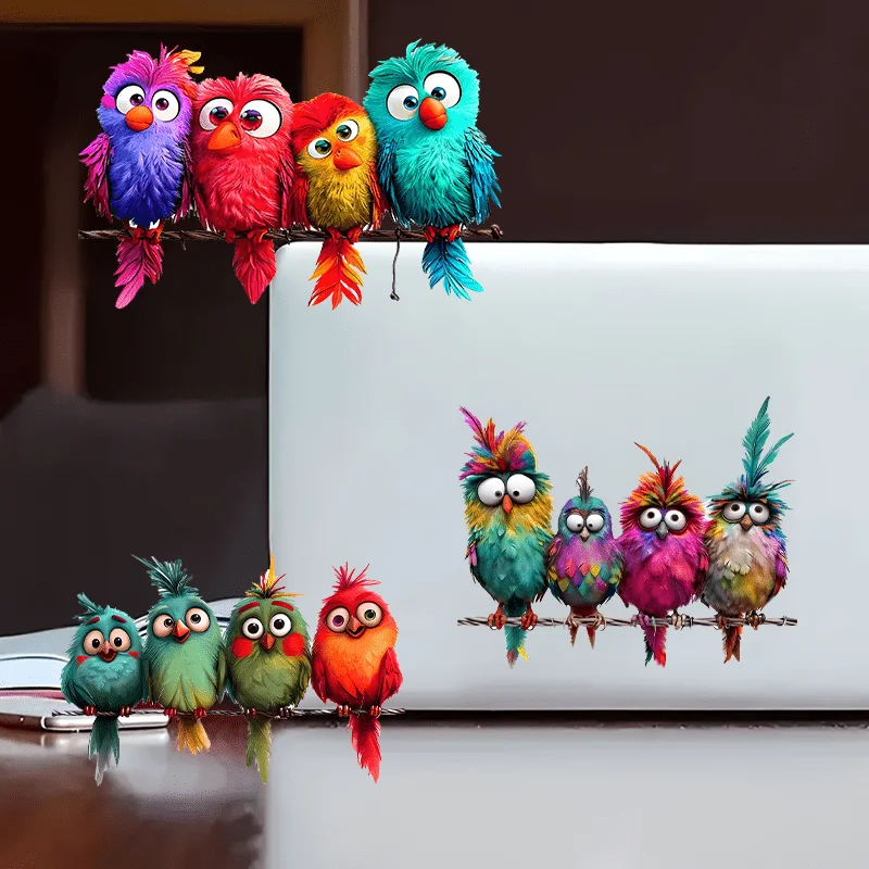 1 قطعة مضحك الطيور زجاج إبداعي نافذة ملصقات الزخرفية للنوافذ الزجاج مرآة حائط مهرجان ديكور المنزل شارات الفينيل