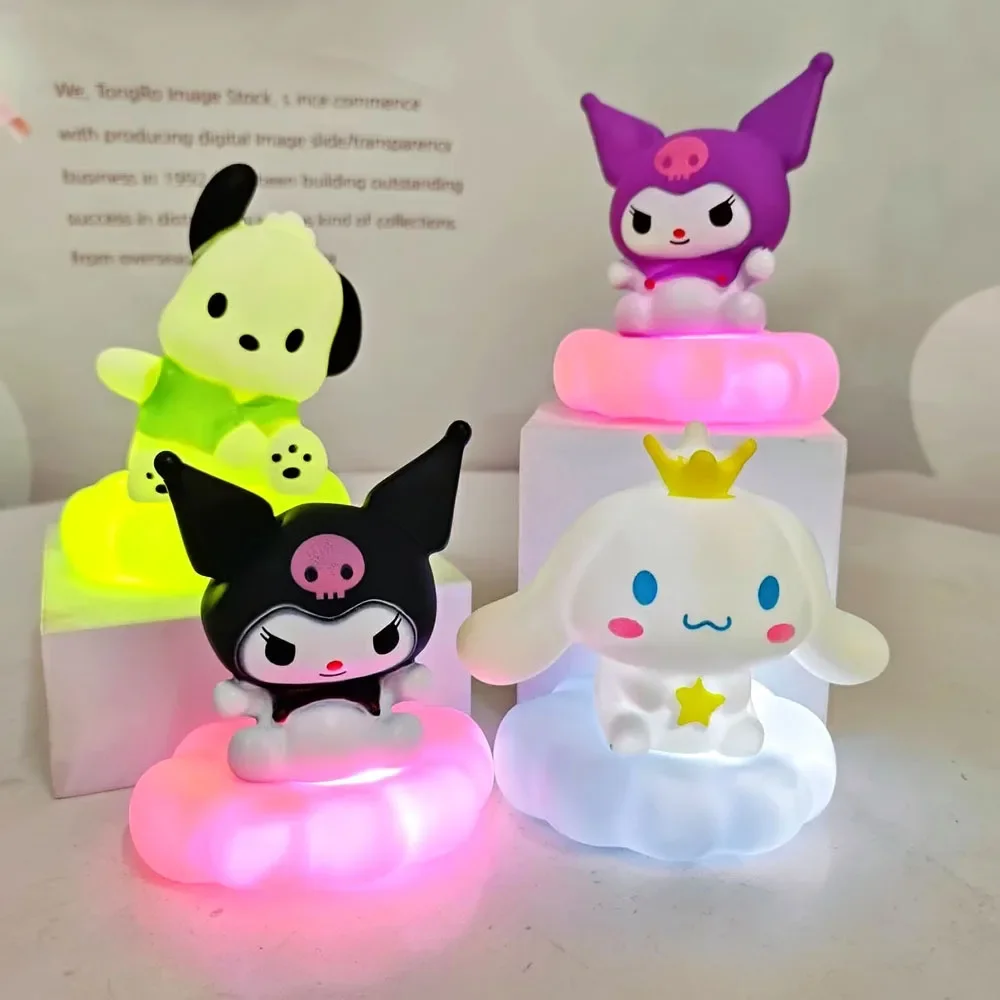 Kawaii Cute Sanrios Night Light Enamel Cloud Cartoon Kuromi Cinnamoroll Pochacco Small Table Light Illuminating Decoration Gift