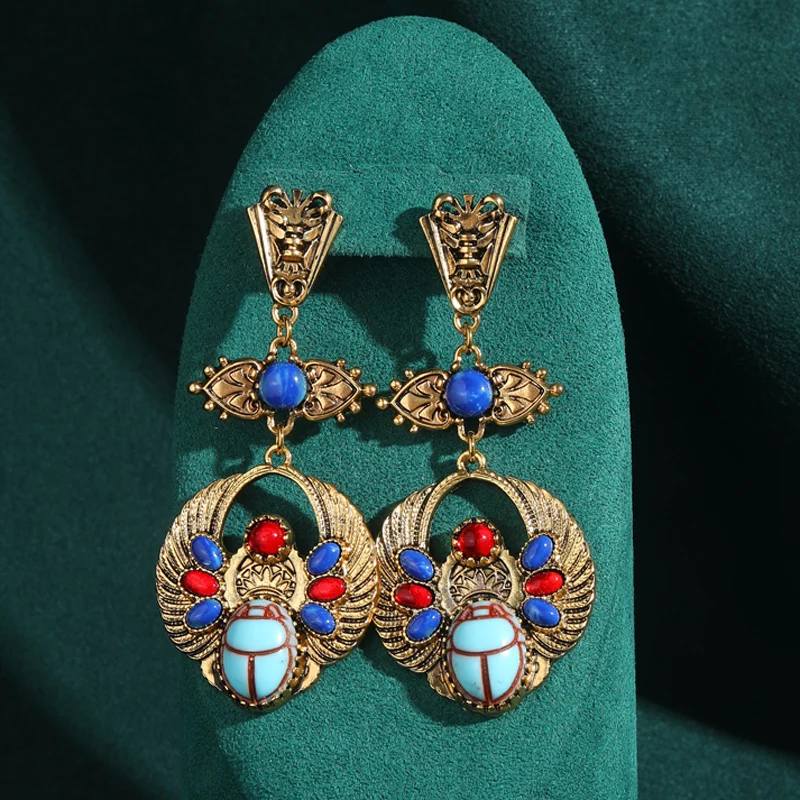 

Vintage Jewellery Earrings Natural Stone Bee Drop Dangle Gold Color Antique High Quality Woman Accessories Luxury Gift Bag Retro
