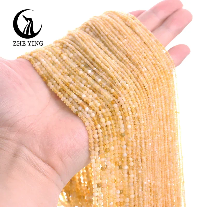 Zhe Ying Natural Yellow Opal Gemstone Beads 3mm Small Faceted Stone Beads for Bracelet Making Diy Jewelry Accessories