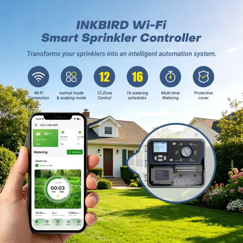 Inkbird 12 Station Smart Sprinkler Controller WiFi Irrigation Timer Independent Zone Control APP Scheduling for Farm view 4
