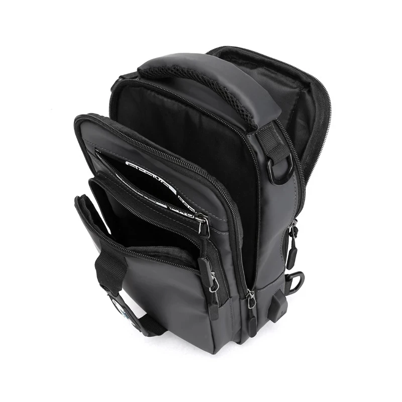 Fashion Nylon Backpack Daypack Men Cross body Chest Bags Pack with USB Charging Port Travel Male Knapsack Rucksack Messenger Bag