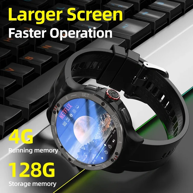XUESEVEN V10 Rotating Camera Smartwatch Phone 4G SIM Network Android 9.0 4GB 128GB 1.43 AMOLED Screen GPS Sports Men watches AliExpress