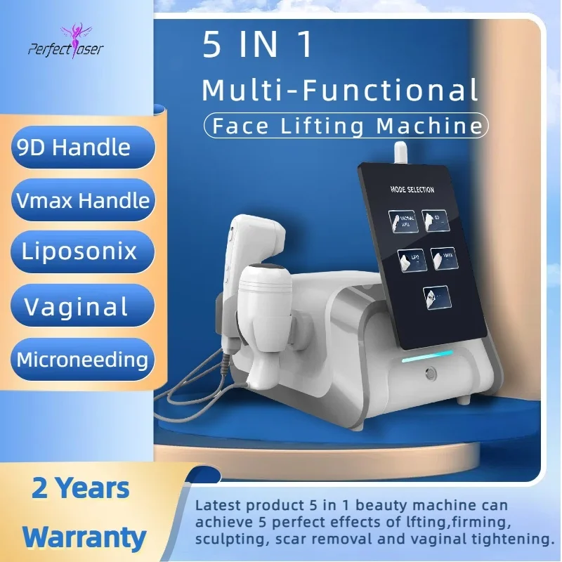 5 IN 1 Multifunctional 9D Face Lifting Machine Anti-Aging Liposonic Body Slimming Vaginal Microneeding Skin Rejuvenation Device