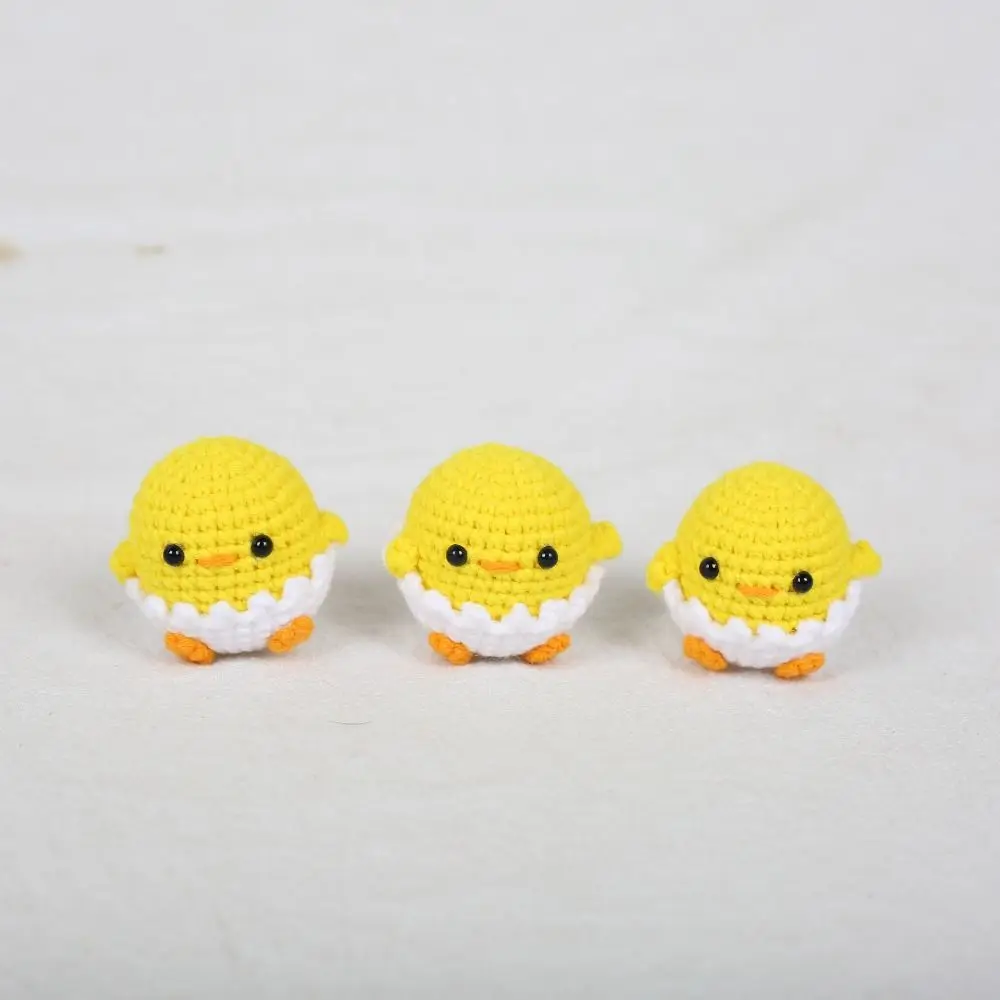 Jewelry Gift Small Doll Crochet Chick Keyrings Cartoon Animal Handmade Knitted Pendant Mini Soft Wool Duck Keychain Car Key Ring