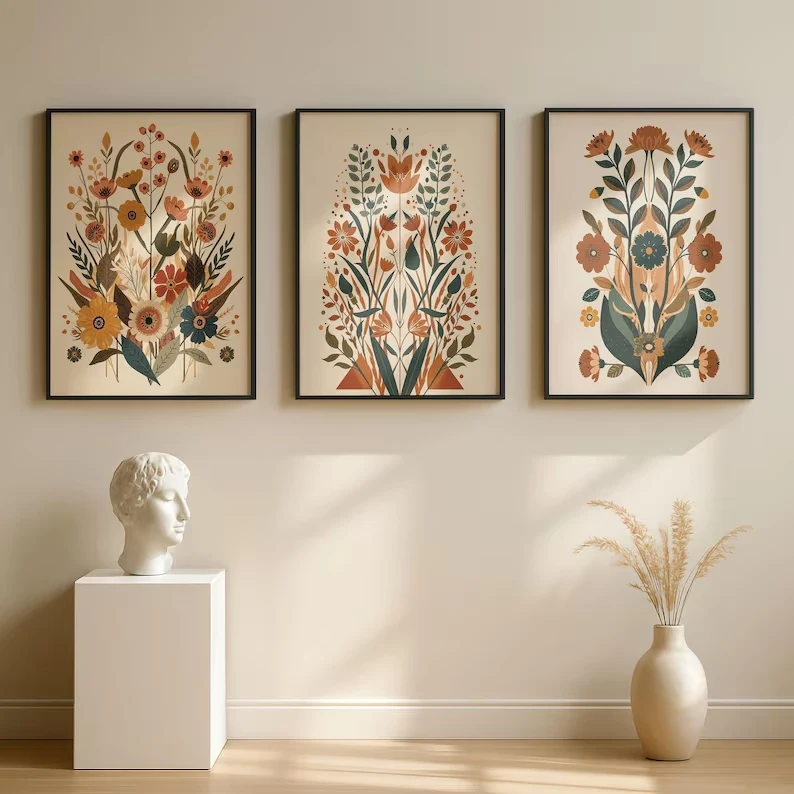 3pcs Modern Neutral Boho Botanical Wall Art Print Canvas Painting Poster Picture For Living Room,Bedroom Home Decor