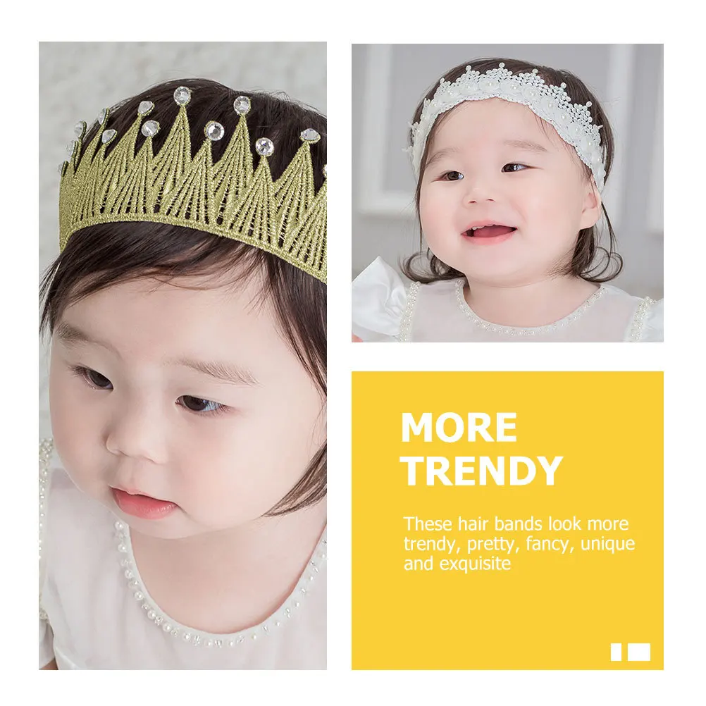 

2Pcs Baby Lace Headband Infant Crown Shape Design Headbands Props Party Hair Wear Newborn Gift Baby Lace Headband
