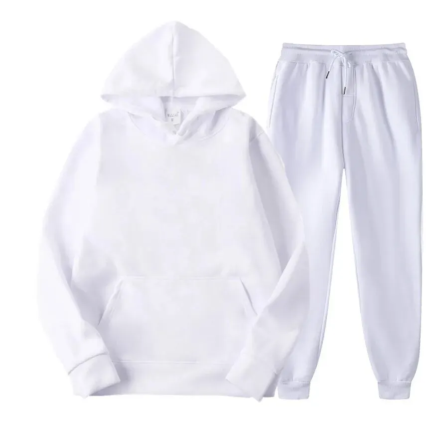 Men's Autumn and Winter New Solid Color Hoodie+pants Two-piece Set Fashionable Casual Sports Set Size S-4XL