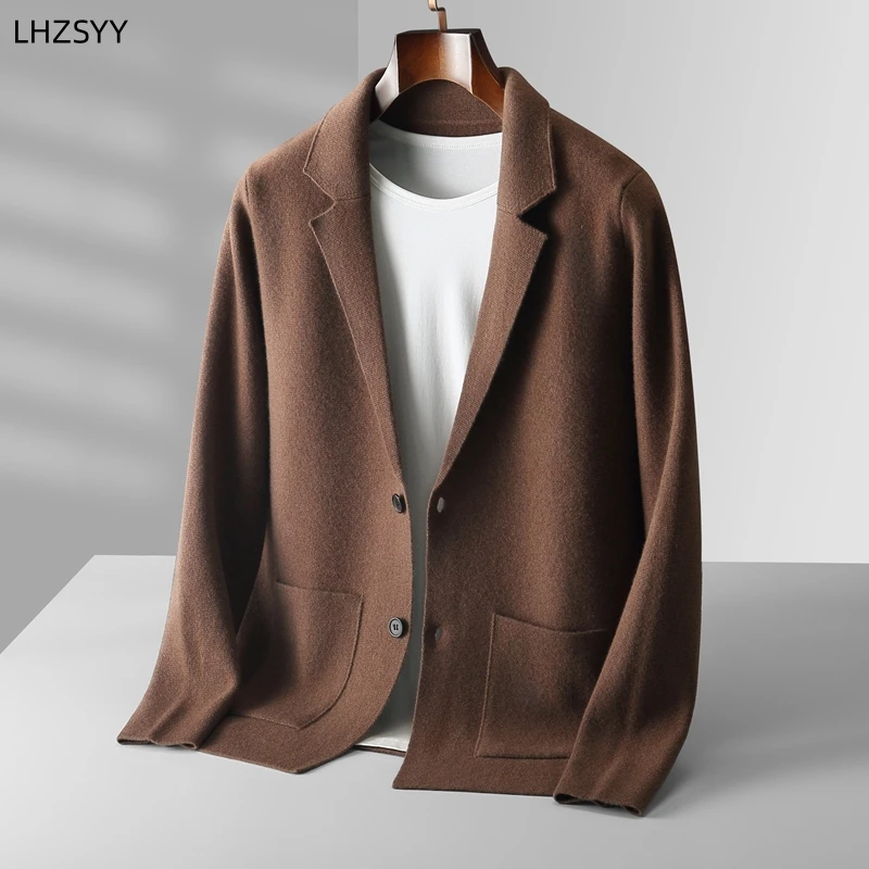 LHZSYY-Veste en Cachemire pour Homme, Pull à Revers Imbibé, Cardigan New At Knit CombYouth Optics, Chemise Solide, Business Casual, Hiver