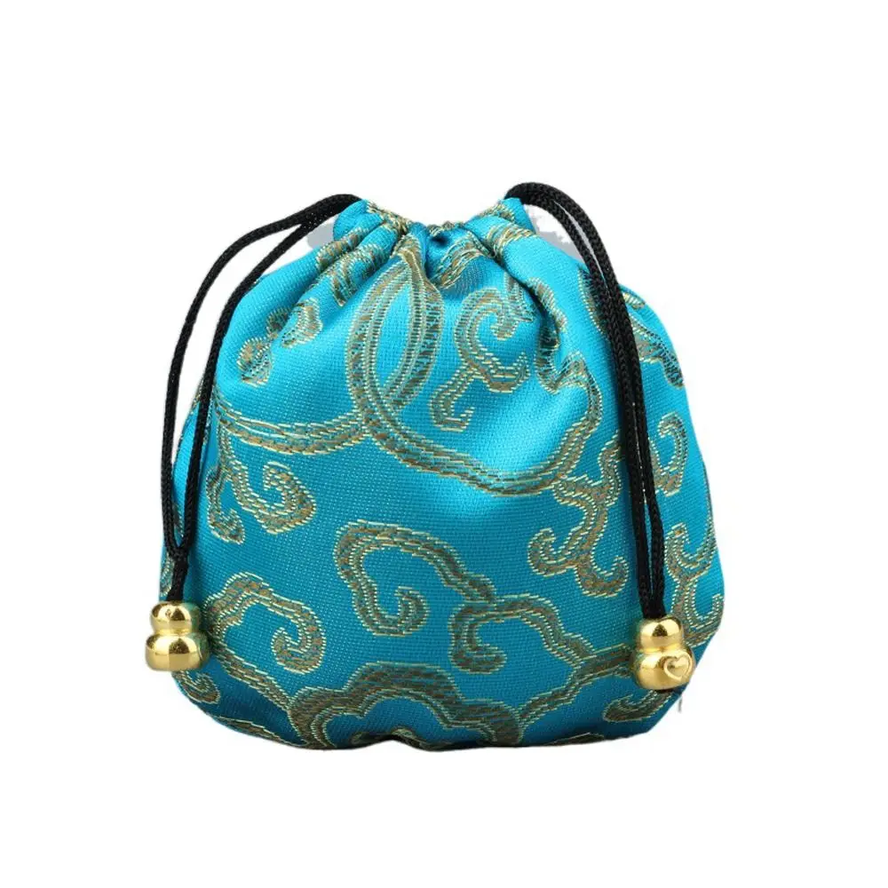 Chinese Style Multi Color Embroidery Auspicious Cloud Cloth Storage Bag Gift Pouch Jewelry Bag Necklace Bracelet Container