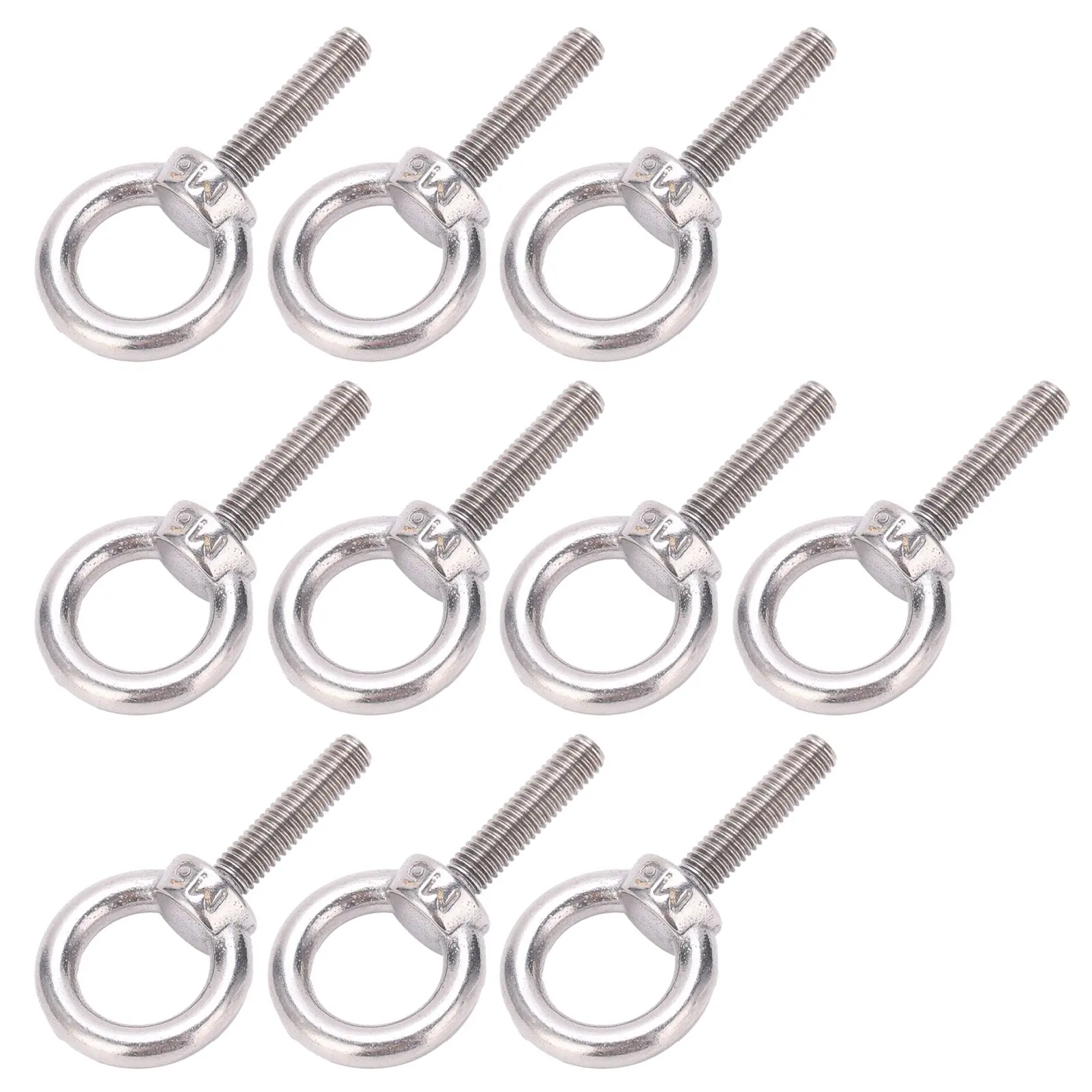 10Pcs Eye Bolt 304 Stainless Steel Lifting Round Ring Screw Fastener Hardware M6x25