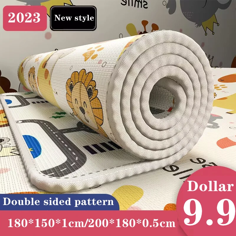 2023 New Baby Crawling Play Mats Thicken 1cm/0.5cm Folding Mat Carpet Play Mat for Children's Safety Rug Toys Gifts Have Creases