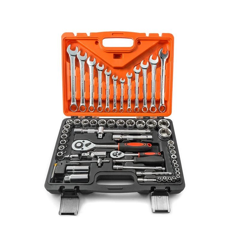 

Professional Auto Car Bicycle Repair Toolkit 61pcs Torque Ratchet Wrench Torx Bit Socket 1/2\" 1/4\" Customizable OEM Hard Case