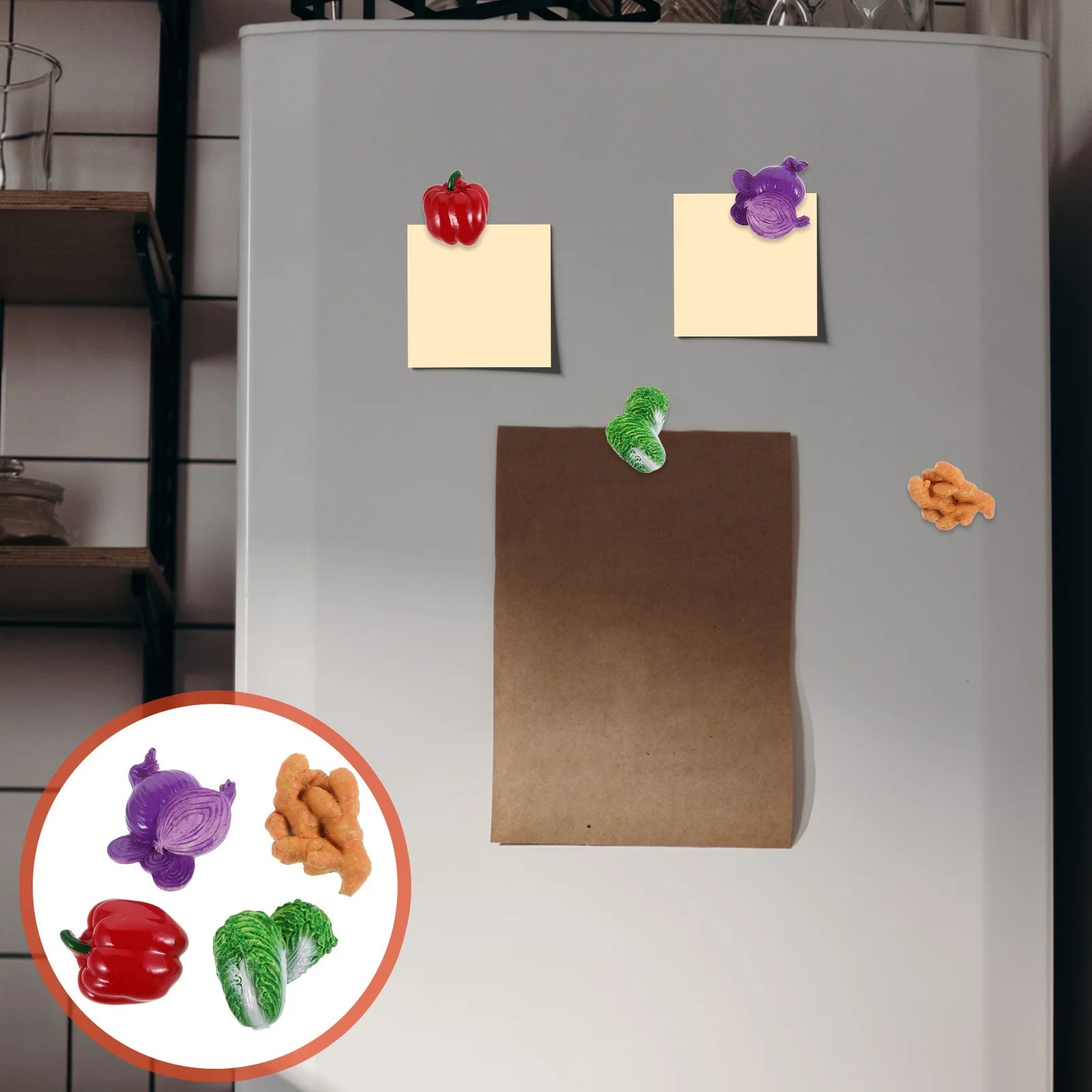 

4Pcs Creative Vegetable Fridge Magnets Cute Fun Refrigerator Decoration Realistic 3D Resin Food Fridge Magnets Waterproof
