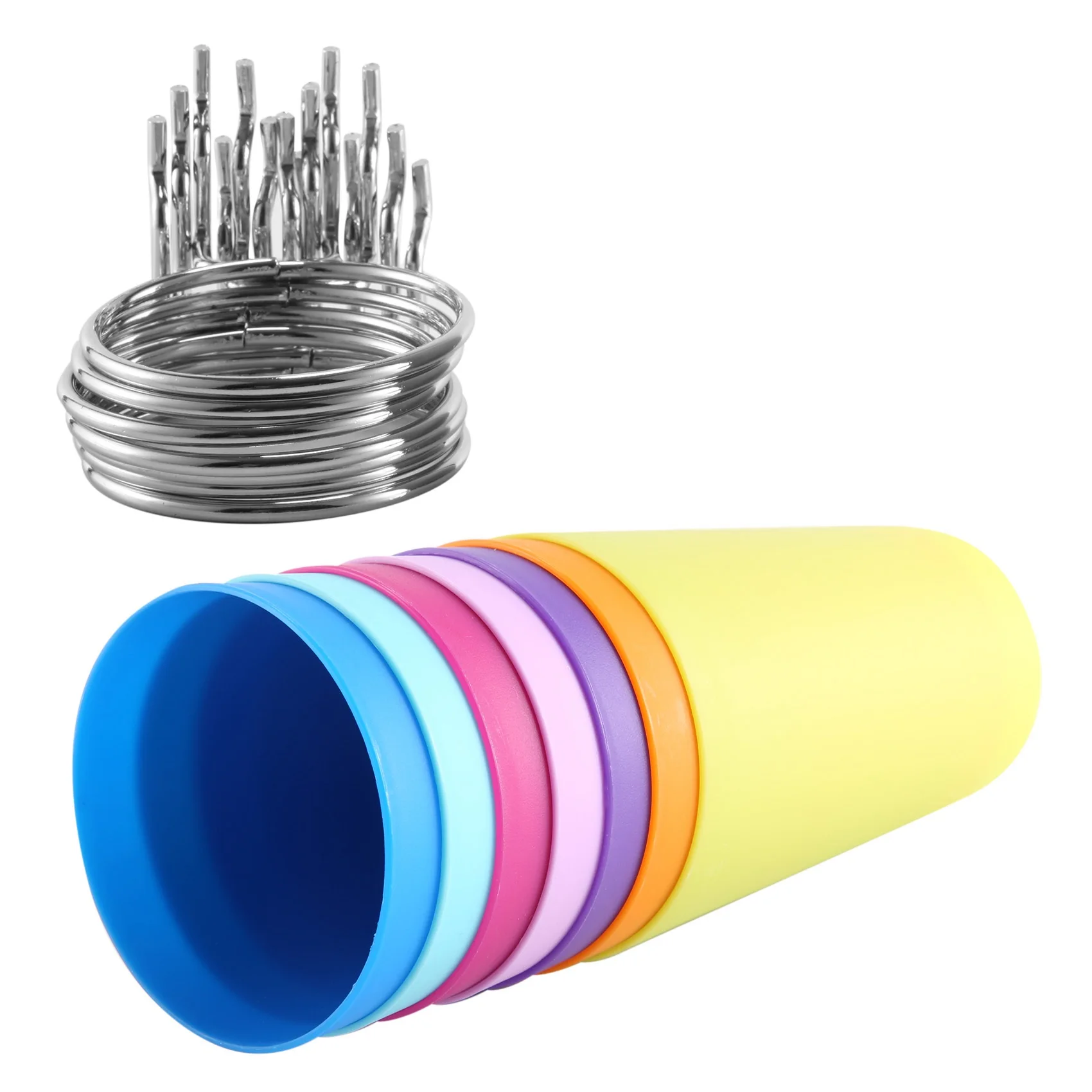 7ชุดถัง pegboard กับแหวนแหวนสไตล์ pegboard ตะขอ pegboard ถ้วย pegboard อุปกรณ์ตัวยึดถ้วย pegboard (7สี)