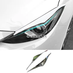 Car Body Head Front Eyebrow/Trim Light Lamp Frame Stick ABS Chrome Cover 2pcs For Mazda 3 Axela M3 2014 2015 2016