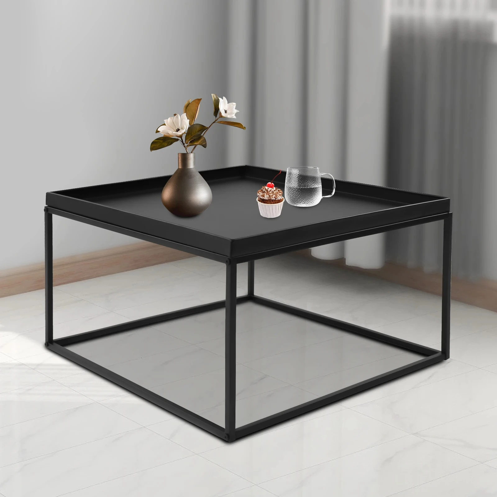 

59cm Modern Square Coffee Table Home Offices End Table Drinkings Snacks Display Stand YX693VB