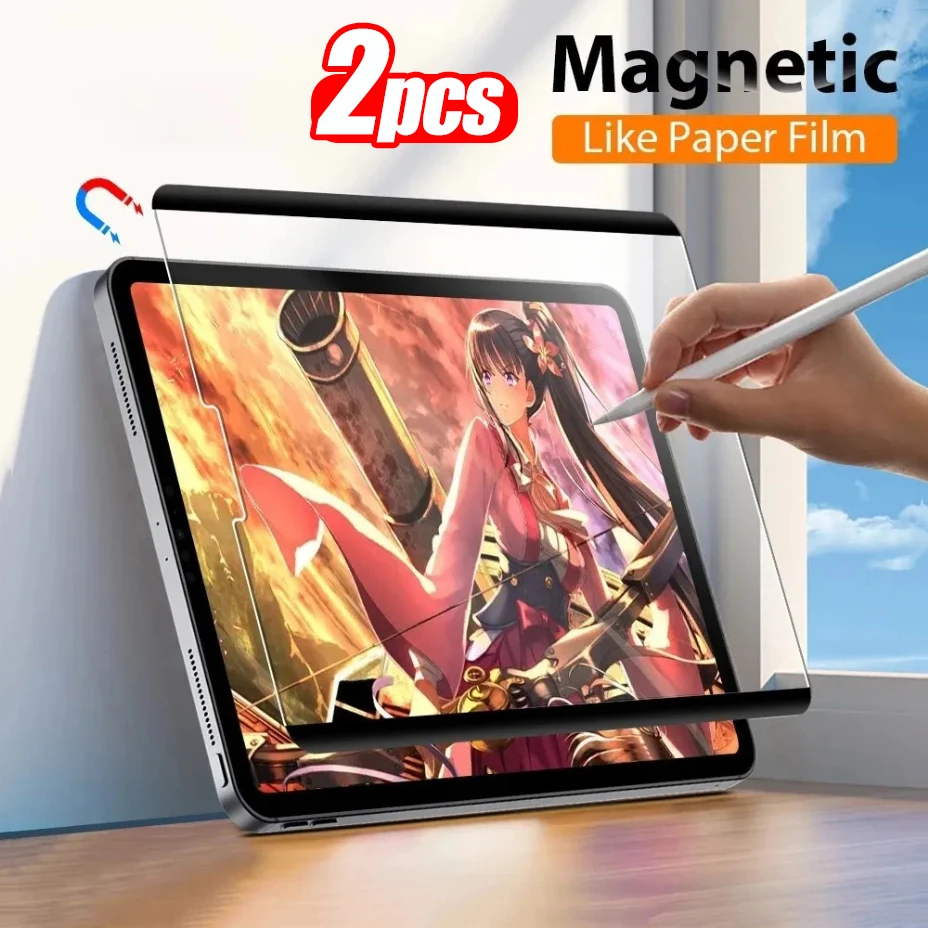 2 Stück Papiergefühl wiederverwendbarer magnetischer Displayschutz für iPad 10,2'' 9/8/7 6. 5. 9,7'' 10. 10.9 Pro 11 12.9 13 Air 1 2 3 4 5 6