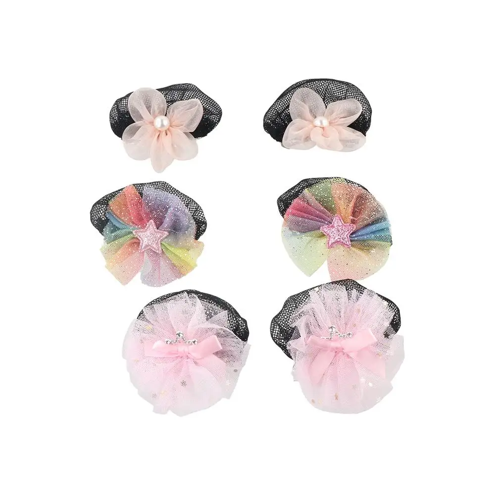 

Lovely Mesh Snood Spring Clip Hair Nets Star Star Hair Nets Invisible Colorful Princess Hair Clip Kids