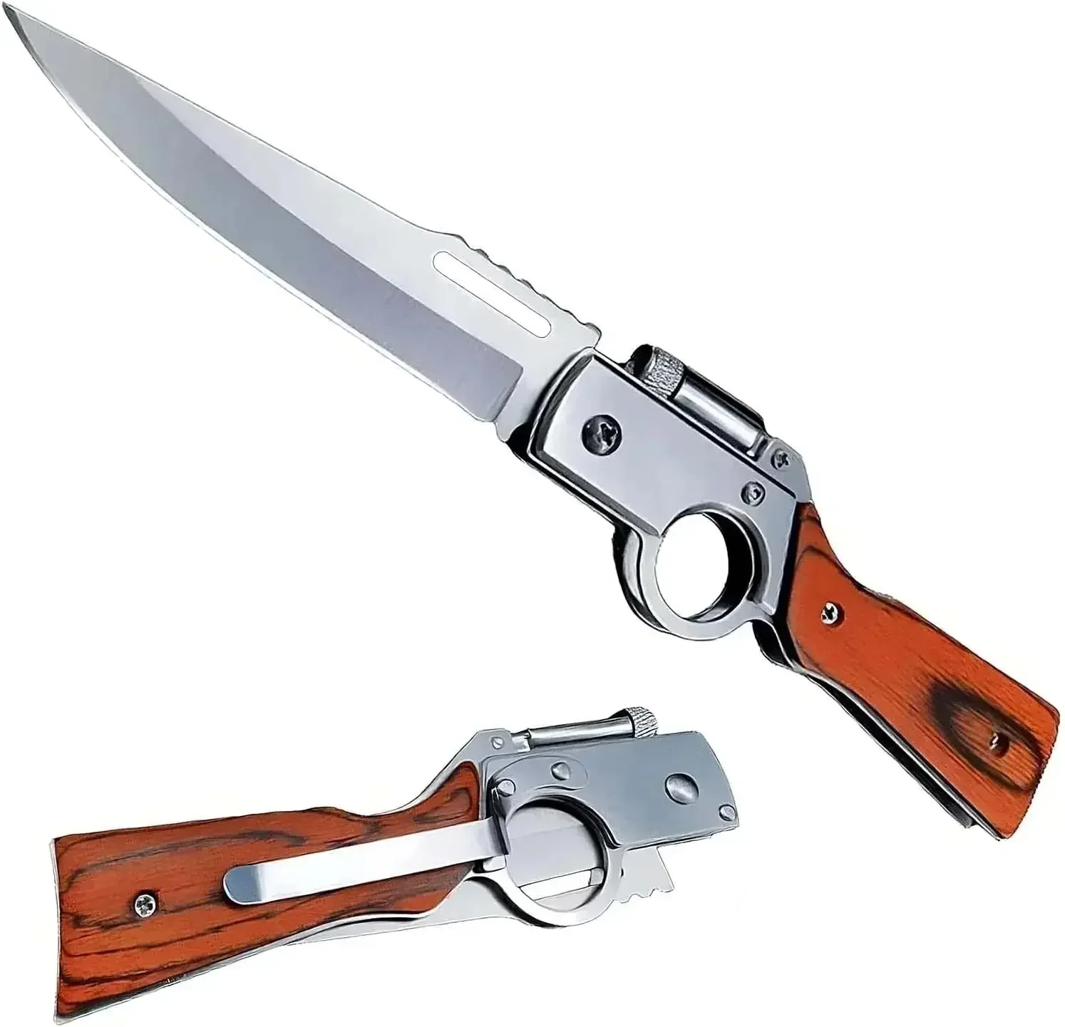 Tactical AK47 Pocket Folding Knife 5C13Mov Blade Wood Handle Self-defense Outdoor Hunting Camping Multifuctional Tools Knives