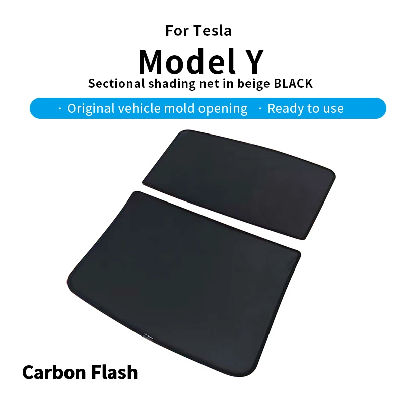 

Suitable for Tesla 2021-2024 Model Y Sectional Sunshade for Sunroof - Black