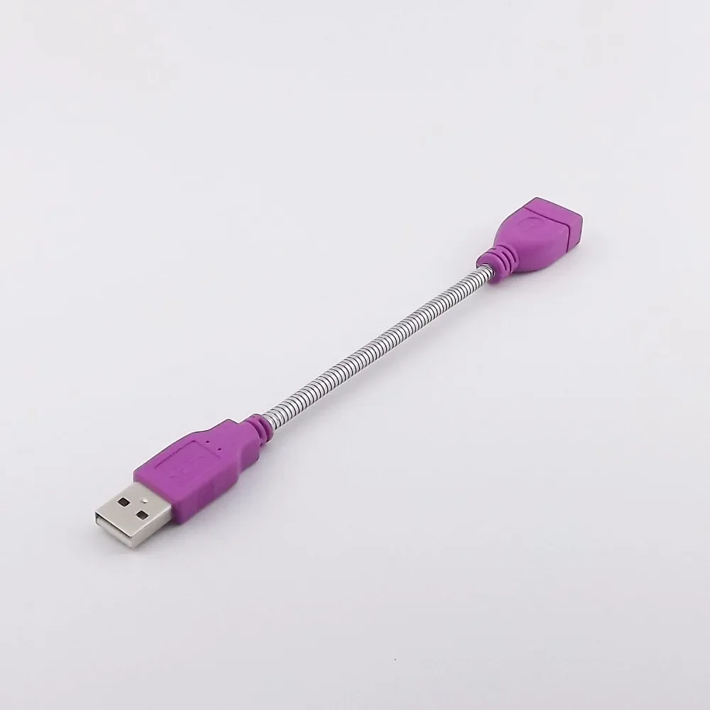 Nowy przedłużacz USB 1pcs fioletowy USB 2.0 męski wtyk do żeńskie gniazdo przedłużacza elastyczny Metal kabel 15cm