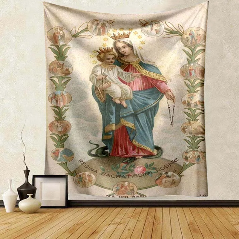 Virgin Mary Religion Christ Tapestry Lightweight Decorative Ornament Super Soft Tapestry Bed Sofa Dormitory Living Room Adult