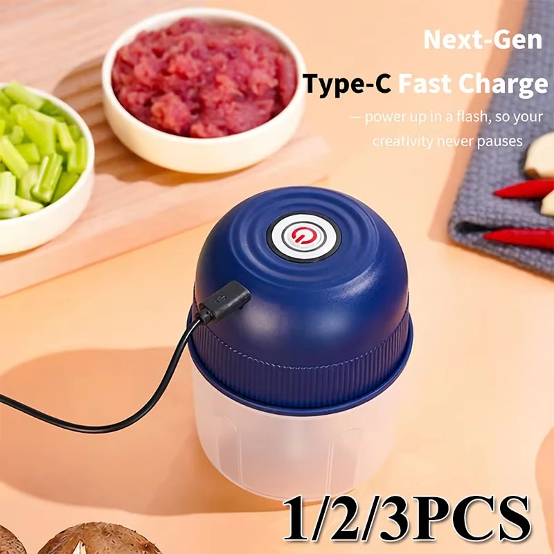 USB Electric Garlic Grinder Precision Steel Knife Fast Charging Kitchen Tool Food Processor for Onion Ginger Pepper Vegetable