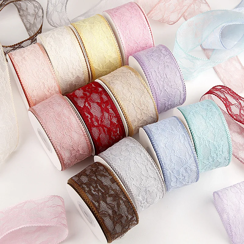 9 Yards Double Layer Ribbon Lace Edge Ribbon 38MM For Hair Bows DIY Crafts Handmade Accessories
