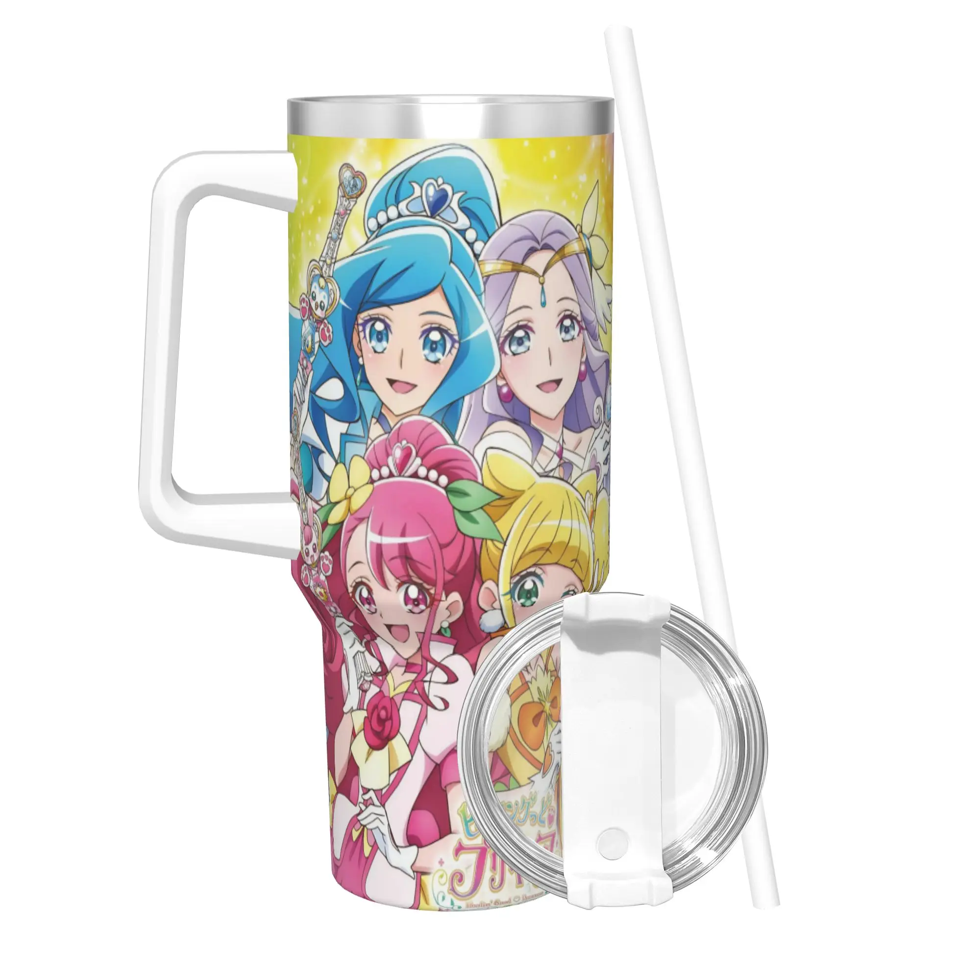 Soaring Sky Pretty Cure Tumbler With Straw  Stainless Steel Tumblers Cup Double Wall Vacuum Insulated for Cold Or Hot 40oz