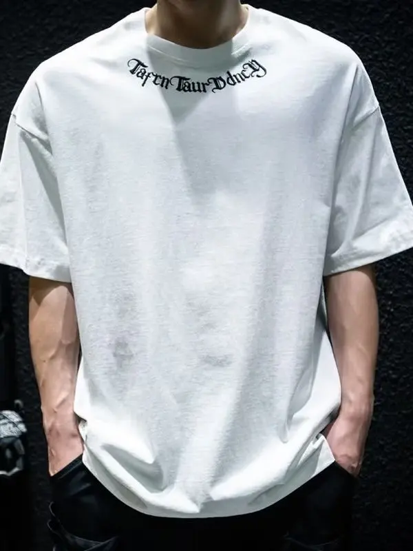 

plus Size T-irt Men's Loose Fit Casual Cotton ort Sve Embroidered Top Youth Faion Summer round Ne Sweatirt