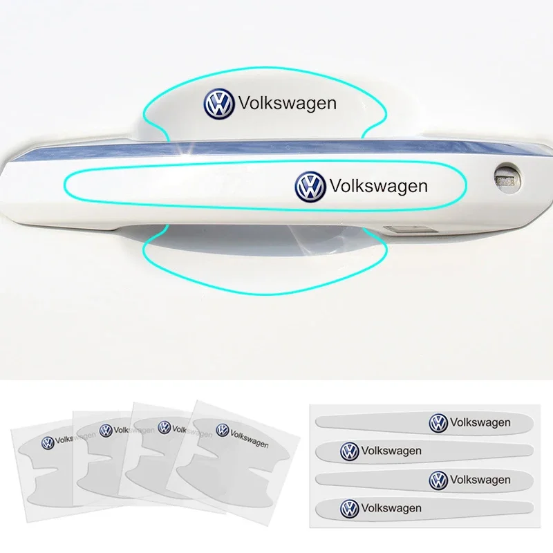 Прозрачная наклейка на дверную ручку автомобиля, противоударная полоса для VW Rline Golf GTI Bora Passat Jetta Beetle Scirocco Lavida