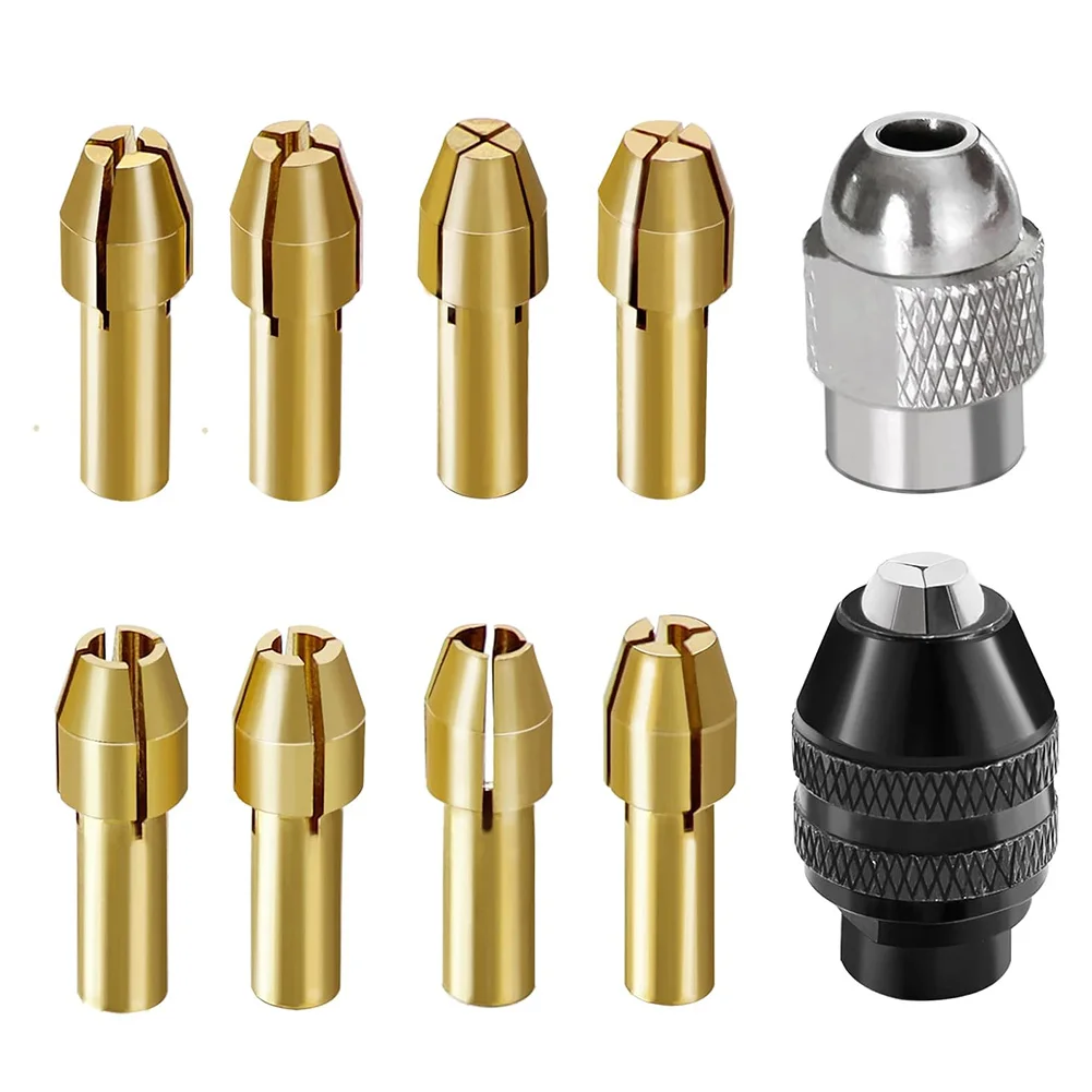 Streamlined 10PCS Brass Drill Collet Set Offering Exceptional Compatibility with Multiple For Rotary Tool Models