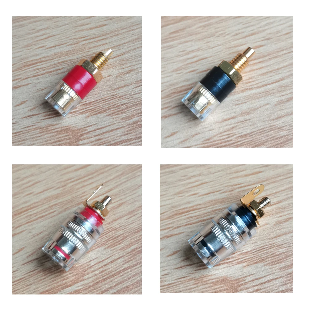 1PC Audio Socket 4mm Gold Plated Binding Post Banana Jack Transparent Audio Amplifier Speaker Terminal Panel Mount Connector