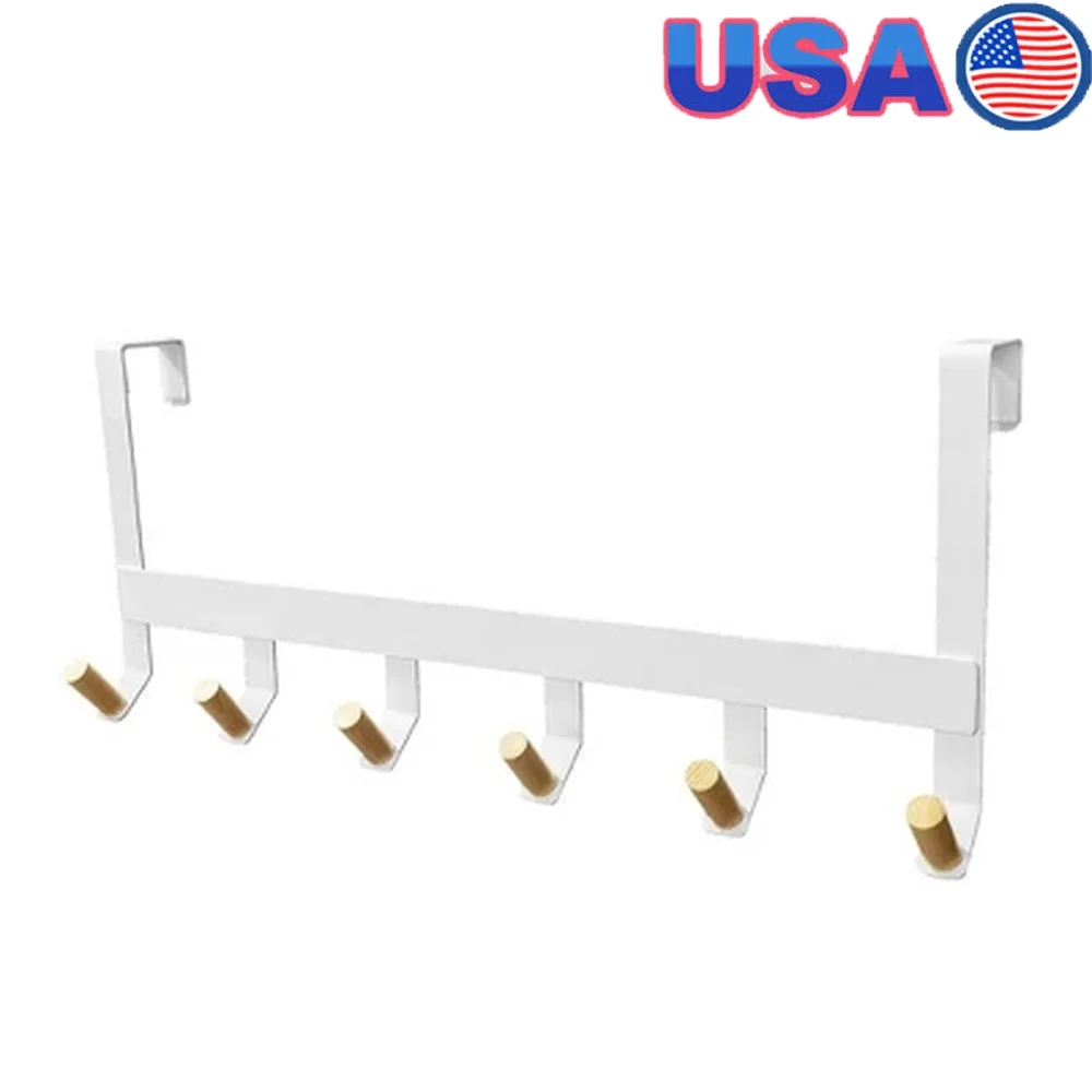

Over The Door 6 Hooks Rack Matte White Steel Hanger Space Saving Storage No Assembly Required Home Organization Solution
