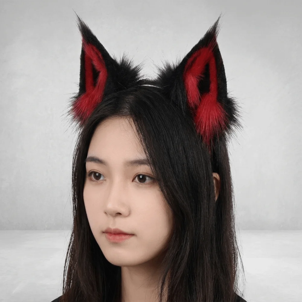 Funny Lolita Cat Ears Headband Animals JK Wolf Dog Hair Band Headwear Plush Furry Cosplay Headwear Halloween