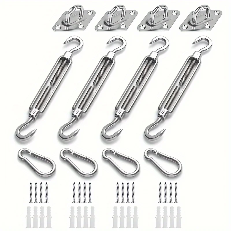 44pcs Heavy-duty Sunshade Sail Kit] 44pcs Sunshade Sail Hardware Kit, Outdoor Sunshade Sail Installation Accessories, Heavy-duty