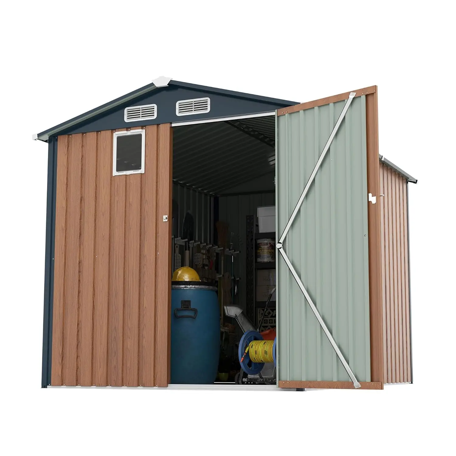 

6x8FT Heavy-Duty Metal Storage Shed Weatherproof Ventilated Lockable All-Season Garden Backyard Bike Tool Storage, Custom