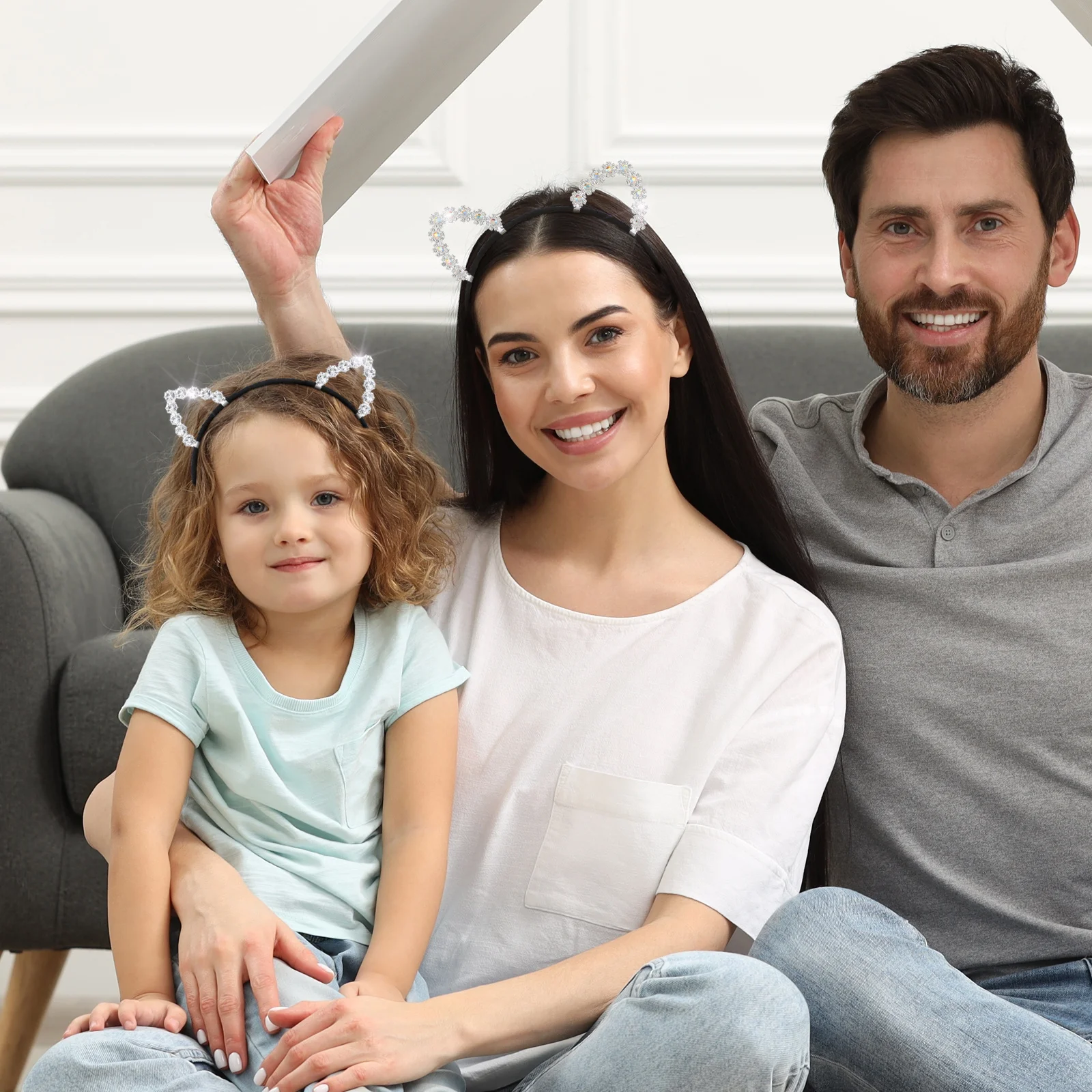 

5Pcs Ears Hairband with Rhinestones Fashion Cat Ear Hair Hoop for Kids Teens Birthday Club Event Stage