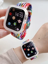 Candy Silicone Case+Strap for Apple Watch 11 10 46MM 42MM 9 8 7 45mm 41mm Ultra 3 49mm Nylon Braided Bracelet iWatch SE3 6 5 4