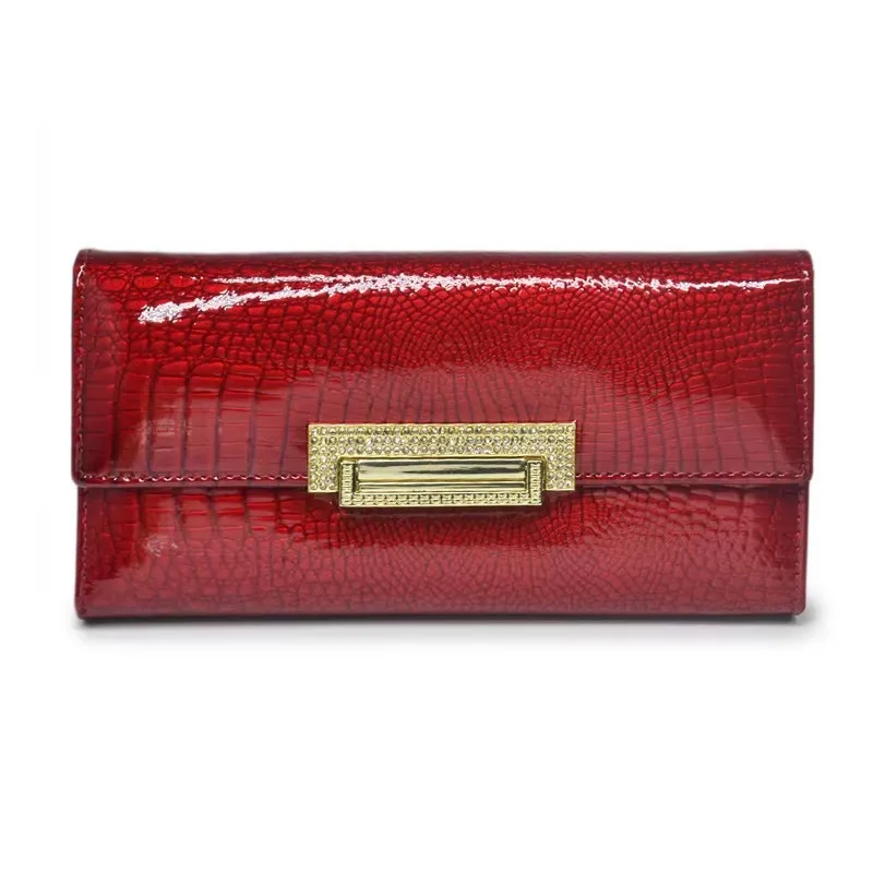 Long Genuine Leather Wallet Bag Alligator Pattern Ladies Card Holder Purse Crocodile Cowhide Clutch