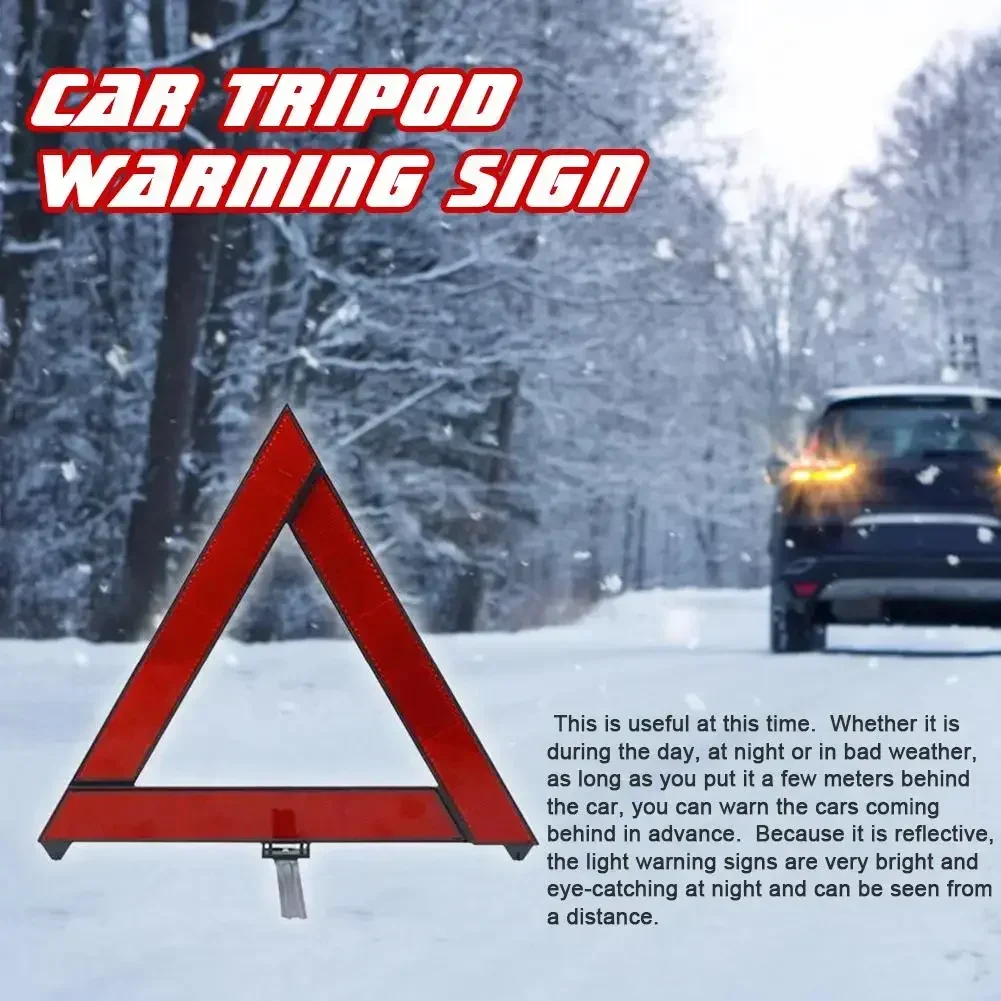 Car Triangle Reflective Tripod Emergency Breakdown Warning Reflective Sticker Safety Hazard Foldable Stop Sign Car Accessories