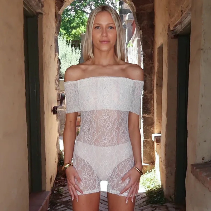 

Кружевной прозрачный сексуальный комбинезон ITOOLIN для женщин, весна 2026, однотонный, с открытыми плечами, облегающий, для вечеринок, клубов, уличной моды